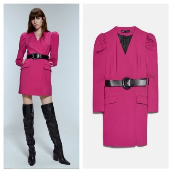 NWTs zara puff shoulder frock coat sz. M - Picture 2 of 5